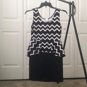 Black and White Peplum Dress